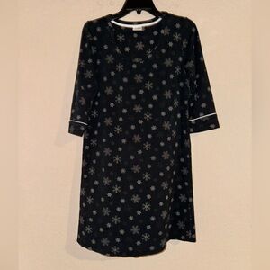 Soma Black Embraceable Snowflake Christmas Nightgown Sleep Dress Cotton Modal
